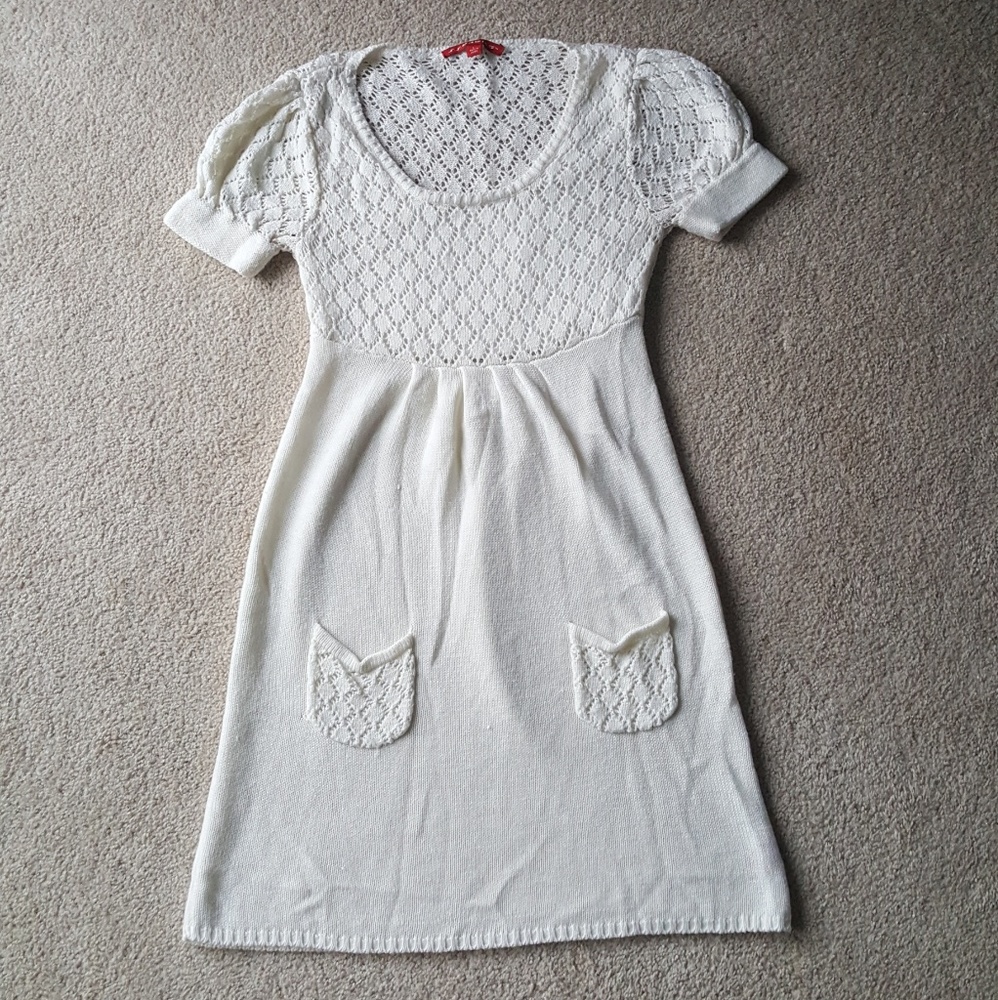 White knit sweater dress
